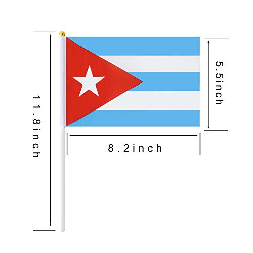 25 Pack Hand Held Small Mini Cuba Cuban Stick Round Top National Country Flags,Party Decorations Supplies For Parades,World Cup,Festival Events,International Festival - color: Cuba
