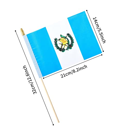 25Pack Small Guatemala Flag Handheld Mini Guatemalan Flag on Stick 5x8 Inch - color: Guatemala