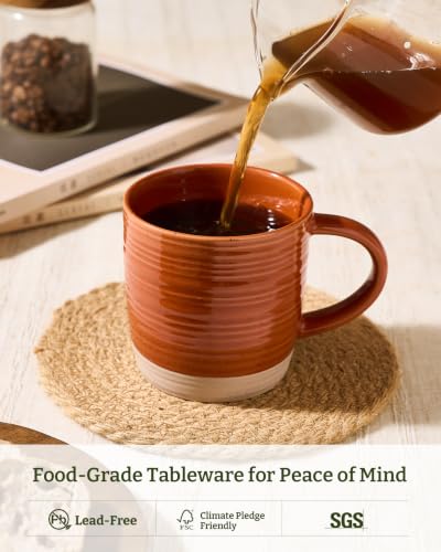 famiware Coffee Mugs Set of 4, 13 oz Mug Set, Ceramic Cup Set with Handle - color: Constellation-Terracotta, size: 4 Count (Pack of 1)