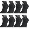 Womens White Crew Socks 6 Pair Striped Trim Casual Crew Socks - color: 8pairs Black