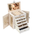 BOOVO Large Jewelry Box for Women 6 Layer - color: Pearl White, size: 6 Layer