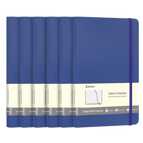 Comix 6 Pack Lined Journal Notebooks for Work, 240 Pages, 5.5"x8.3", Navy - color: Navy Blue, size: 6 Pack