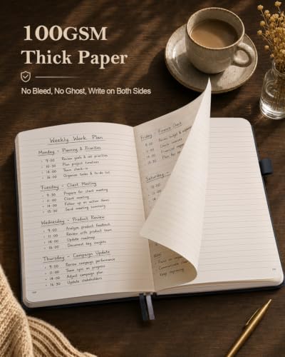Lined Hardcover Leather Journal Notebook: A4 Journal for Women Men, Black - color: Black, size: 8.5"x11"