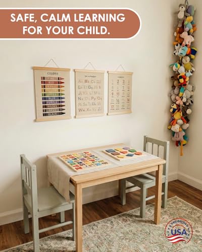 Forzacx Toddler Learning Posters 3-Pack 12x16 Inch, Wall Decor for Playroom & Nursery, Interactive Learning Posters with ABC, Numbers & Colors, Fun Classroom Decorations