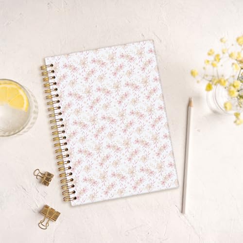 MOFUYU Cute Spiral Notebook for Women,Pink Notebook Gifts for Women - color: Floral bows3(pink)
