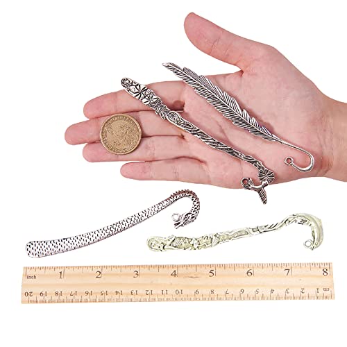 SUNNYCLUE 12pcs Mixed Metal Bookmark Hairpin Stripe Hook Carved Antique Silver Bronze Vintage Jewelry Making Charms for Crafting Teacher's Day Back to School Christmas Craft Gift Bookmarks Book Mark - color: 12pcs Antique Silver Bronze Hook Bookmarks