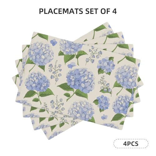 Hydrangea Floral Placemats Set of 4 Wildflowers Spring Table Mats