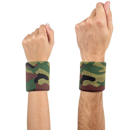 Suddora Camo Headband/Wrist Band Set - Camouflage Sweatbands for Basketball, Tennis, Working Out, Gym - color: Camo Green