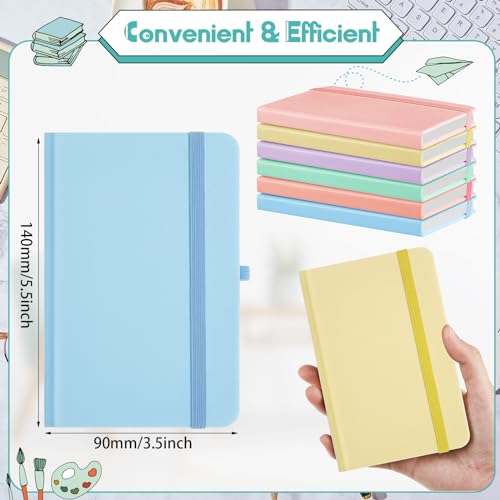 Laumoi 12 Pieces Small Notebooks A6 Pocket Journals 3.5 x 5.5 Inch Small Leather Notebook Mini Ruled Lined Journal with Elastic Band Pen Holder Page Marker Ribbons (Macaron Colors) - color: Macaron Colors