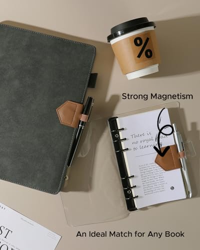 Magnetic Leather Bookmarks with Pen Holder Vegan Leather Book Marks Gifts for Reading Book Lovers Notebook Travelers (Brown-2PC) - color: Brown-2pc
