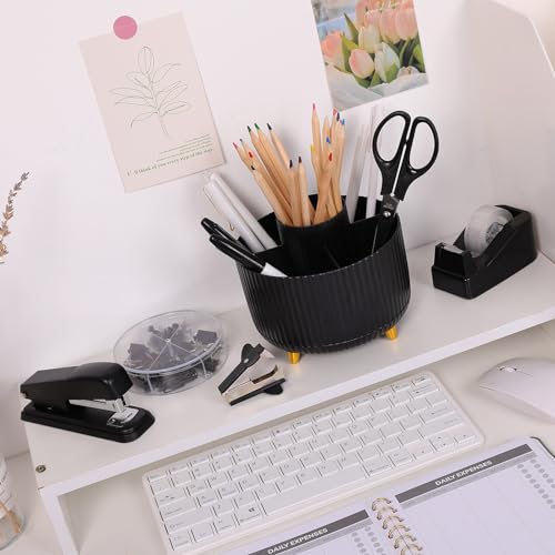 SKYDUE Black Office Supplies with Pencil Holder,Desk Accessories 11PCS - color: Black