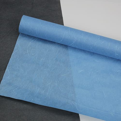 Korean Traditional Mulberry Paper, Colored Hanji Paper Roll, Natural Fiber Texture, Unyong (Blue, 10.4" x 787.4") - color: Blue, size: 10.4" x 787.4"