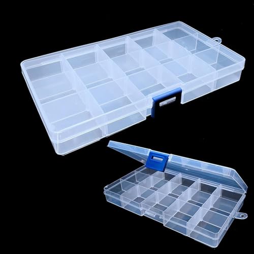 1pcs Adjustable 1-24 Grids Compartment Jewelry Box Transparent Plastic Storage Boxes Container Earring Organizer Case (Style3) - color: Style3
