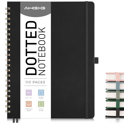 AHGXG Dotted Journal, 110 Pages, A4 (8.5" x 11") - color: Black, style: A4-Dotted