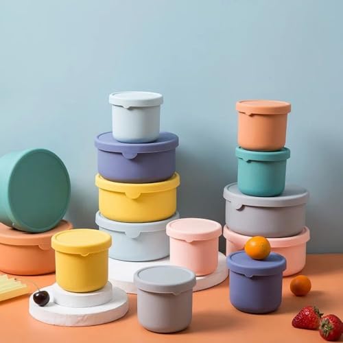 Lunch Boxes Leak Proof Eco-friendly Lids Silicone Bowl Thick Sturdy Airtight Food Storage Container (Small,Green)