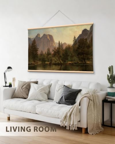 VIYYIEA Extra Large Wood Framed Mountain Landscape Wall Art, 36x54 - color: Mountain Landscape Scroll