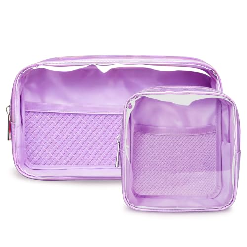 WLLWOO 2pcs Clear Makeup Bag Mini Cosmetic Pouch Travel Toiletry Organizer - color: 2pcs-Purple