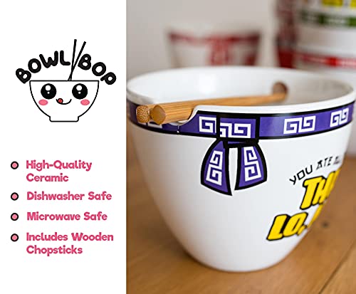 Bowl Bop Lo Mein Noodles Japanese Ceramic Dinnerware Set | Includes 16-Ounce Ramen Bowl and Wooden Chopsticks | Asian Food Dish Set For Home & Kitchen | Kawaii Anime Gifts, Snack Collectible