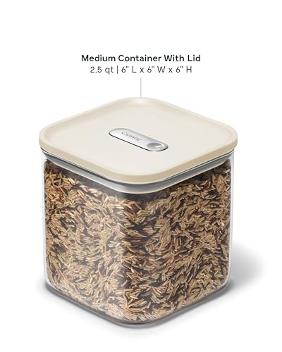 Caraway 2.5 qt Glass Airtight Food Storage Container with Lid - color: Cream, size: 2.5qt Container