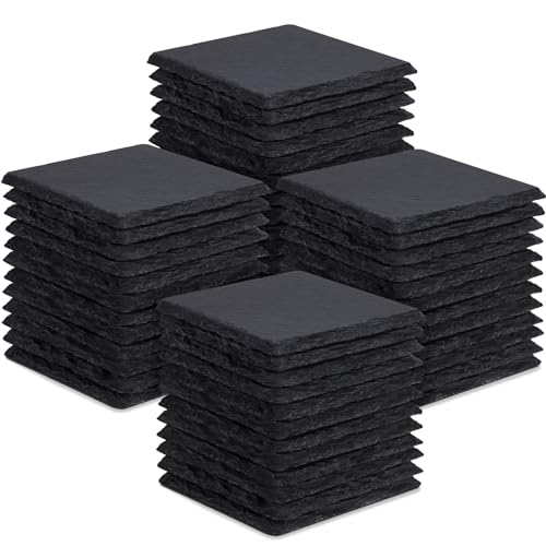 48 PCS Slate Coasters for Laser Engraving, Natural Stone Drink Coaster Bulk - color: 48 Pieces Square