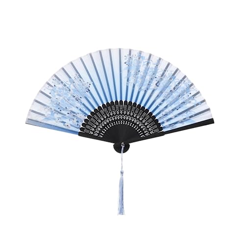 QIRMIZI 5 Pieces Handheld Fans - Elegant Silk Folding Fans with Bamboo Frames,Hollowed Fringe Foldable Fan, Handheld Fan Foldable for Wedding, Party, Gifts, Wall Decoration,02