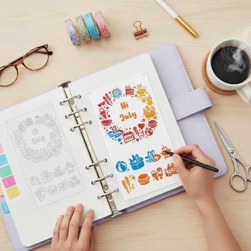 20pcs Journal Stencils Set 4 * 7 Inch Reusable Plastic Templates Planner Stencils Paint Template Bullet Journaling Supplies for Daily Planner Weekly Schedule Habit Tracker Note