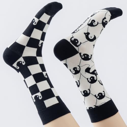 2 Pairs Cartoon Animal Crew Socks Fun Cotton Mid Calf Socks for Women - color: Penguin