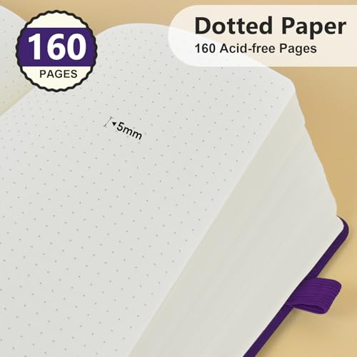 Dotted Journal 5.9"×8.5", 160 Pages Dot Grid Notebook, Bullet Journaling - color: Purple, size: Dotted Page