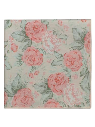 Luckyvestir Floral Pocket Squares for Men Cotton Flower Handkerchief Formal Wedding Party Graduation - color: Red White