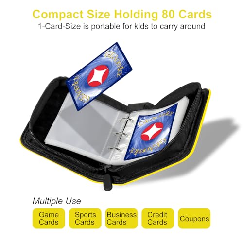 GEAoffice 1 Pocket Mini Card Binder Holds 80 Cards with Zip Closure, Yellow - color: Yellow-1 Pocket