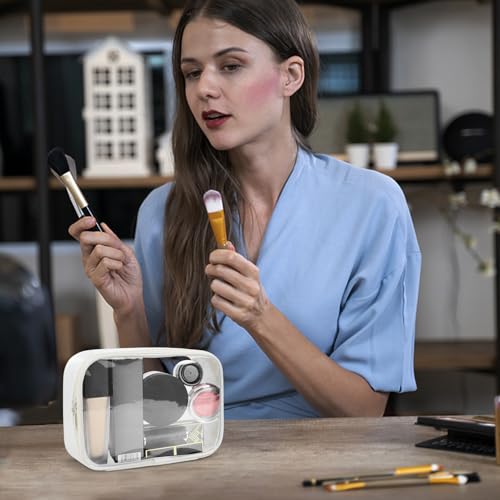 Moyad TSA Approved Toiletry Bag Clear Quart Size Travel Bags Makeup Bag - color: Beige, size: 2 Pack