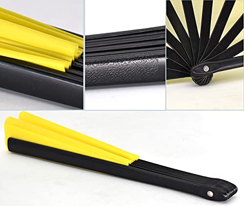 Folding Fan - 13 inch Nylon-Cloth Fan with Performance Design (Yellow) - color: Yellow