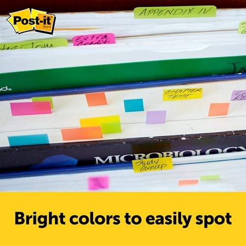 Post-it Page Markers, Assorted Bright Colors, 1/2 x 2-Inches, 50-Markers/Pad, 10-Pads/Pack, 2-Pack