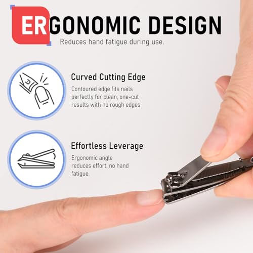 firiKer Nail Clippers with Nail File,Fingernail Clipper,Toe Nail Clippers - color: Gray