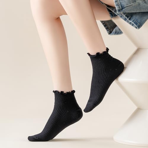 Mcool Mary Womens Ankle Ruffle Socks 6 Pack - color: Black, size: 5-9