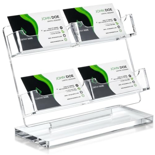 Dunzoom Business Card Holder for Desk, 4 Slots Acrylic Card Display Stand - style: 4 Slots