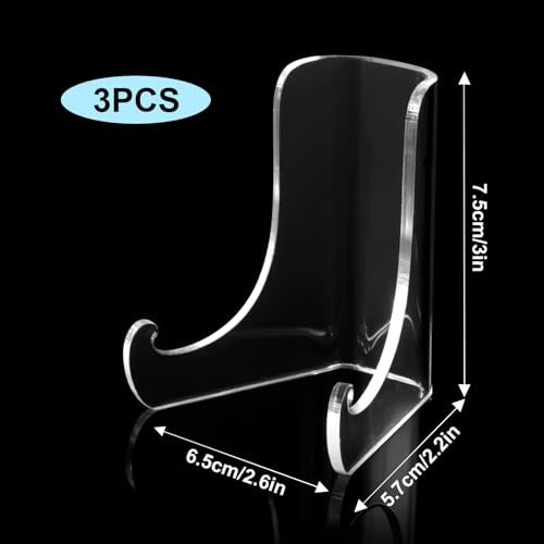 3 PCS Acrylic Plate Stands, Acrylic Picture Stands Clear Easels Display Stand Picture Frame Easel Stand with Deep Support Shelves for Display Cards Photo Book Table Top Holder Home Decors (3 Inch )