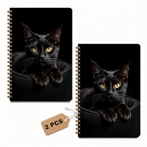 2 Pcs Cat A5 Spiral Notebook, Cute Cats College Ruled Spiral Notebook - color: Multicolour 0001