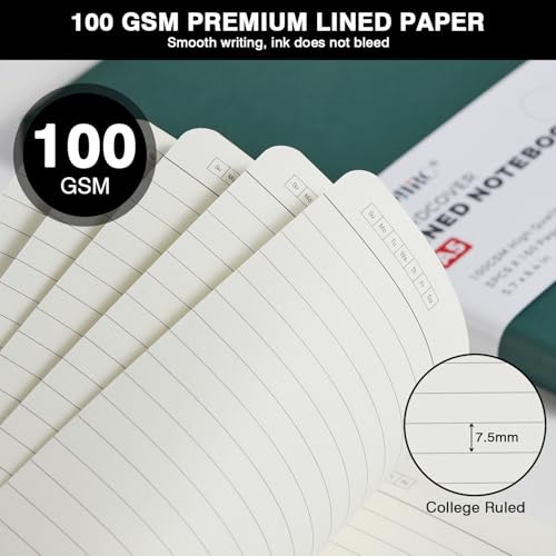 Lined Journal Notebook with Pen, A5 (5.7"x8.4"), Hardcover, Black, 3 Pack - color: 3 Black, size: A5