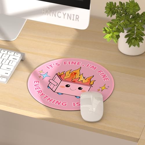 Hancynir Cute Mouse Pad, Dumpster on Fire Round Mousepad for Office Desk - color: Cute Dumpster