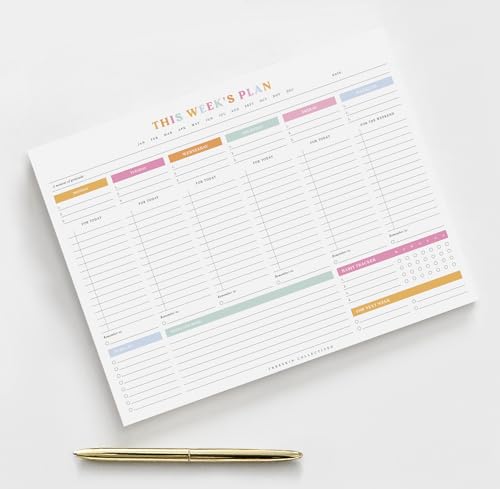ThreeKin Weekly Planner - Premium 52-Sheet Tear-Off Notepad, 8.5 x 11 inches, Clean Colorful Design, Perfect for Work, School, Projects, and Entrepreneurs, Female & USA Owned Business - size: 8.5" x 11", style: Colorful