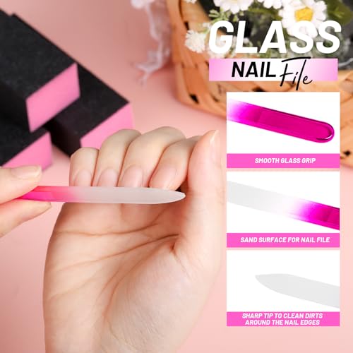 FANDAMEI Nail Buffers and Files, Nail Care Kit, Nail Cuticle Tools Set, Manicure Tools, Finger Nail File, Nail Buffer Block, Cuticle Nippers, Ingrown Toenail Tools - color: Pink