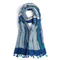 QIUTIMIY Scarf for Women Lightweight Soft Floral Leopard Printed Scarves Fall Winter Fashion Shawl Wrap with Fringe - color: Flower-blue Green