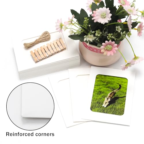 30Pcs 4x6Inch White Paper Photo Frames with String & Clips - color: White, size: 4x6inch