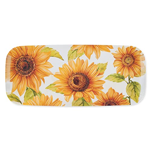 UP Sunflower Melamine Serving Tray, 15 x 6.5 Inch Rectangular Serving Platter, BPA Free Food Tray for Party Entertaining - color: Sunflower