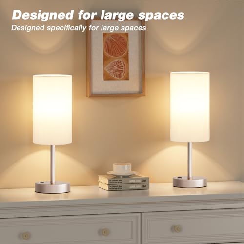 17.4" Antique White Lamp for Bedroom - Dimmable Touch, USB A+C, AC Outlet - color: White - Antique White, size: 17.4"