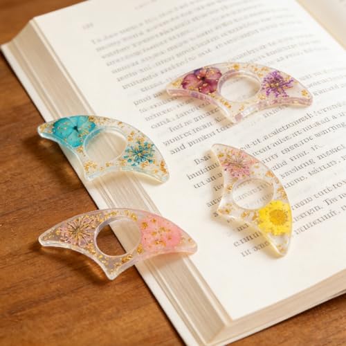 4 Pcs Thumb Book Page Holder, Resin Dried Flower Book Holder for Reading