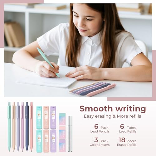 Nicpro School Supplies Stationary Set with Pencil Case, 39 PCS Pink - color: Pink, size: 1 count (Pack of 39)