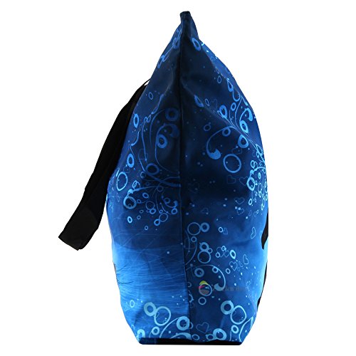 Beach Tote Bags Travel Shopping Bag With Zippered for Women - color: Blue and Black