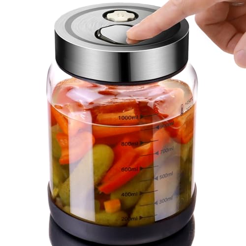 40 oz Fermentation Mason Jar, Auto Air Release Valve, Glass Pickle Jar